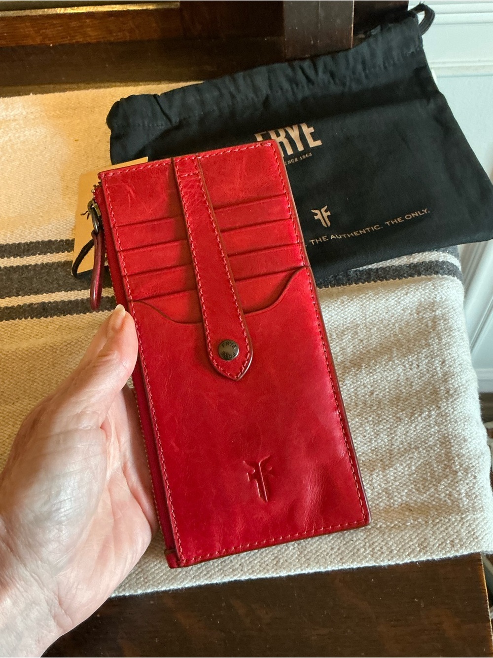 NWT Frye Melissa Leather Snap Card Wallet Red Retail $98 - Picture 5 of 13